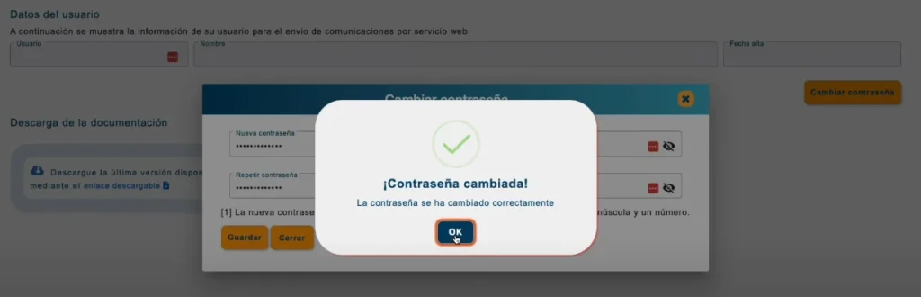 contraseña cambiada